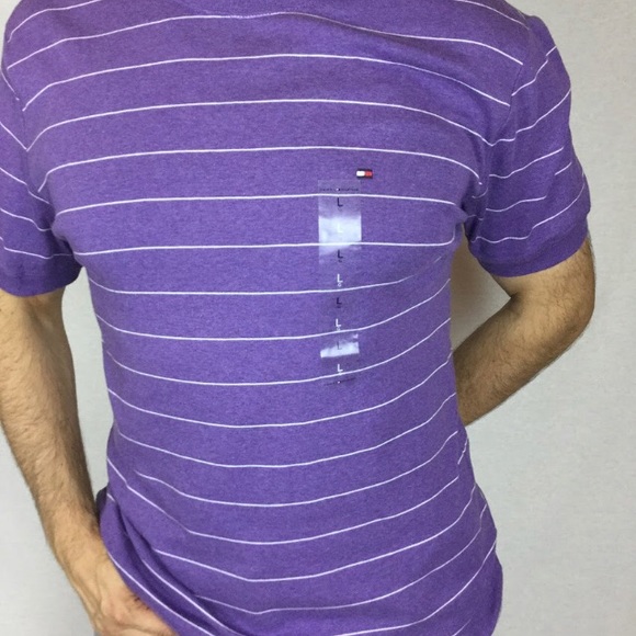 Fancy Tommy Hilfiger American lilac designer's top short sleeves crew neck - Picture 1 of 4